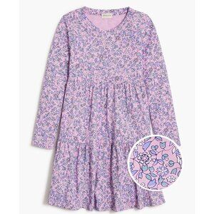 Crewcuts Factory J Crew Long Sleeve Floral Dress Size 10 Tiered Pastel Stretch